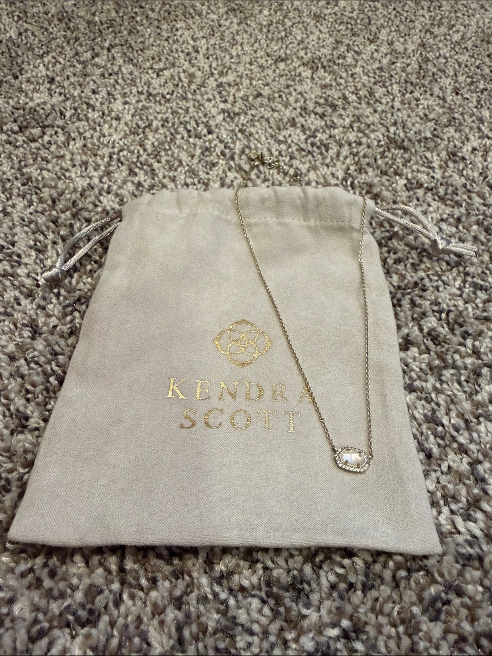 Kendra Scott Gold Necklace with Clear Oval Pendant